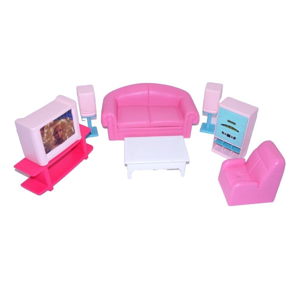 BARBIE 8 piece Family Room vintage plastic furniture for doll house MATTEL 1994